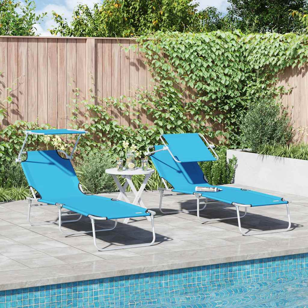 vidaXL Foldable Sun Lounger with Canopy Steel Apple Green