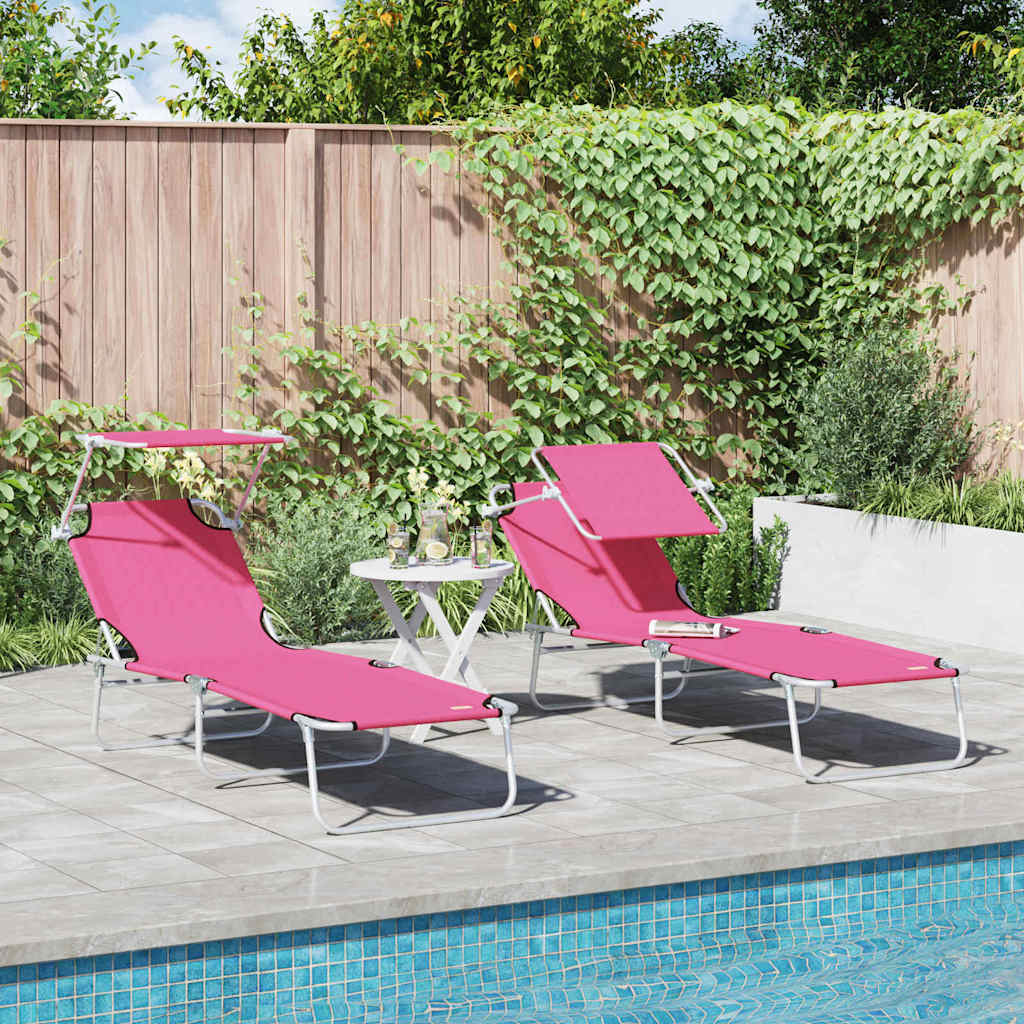 vidaXL Foldable Sun Lounger with Canopy Steel Apple Green