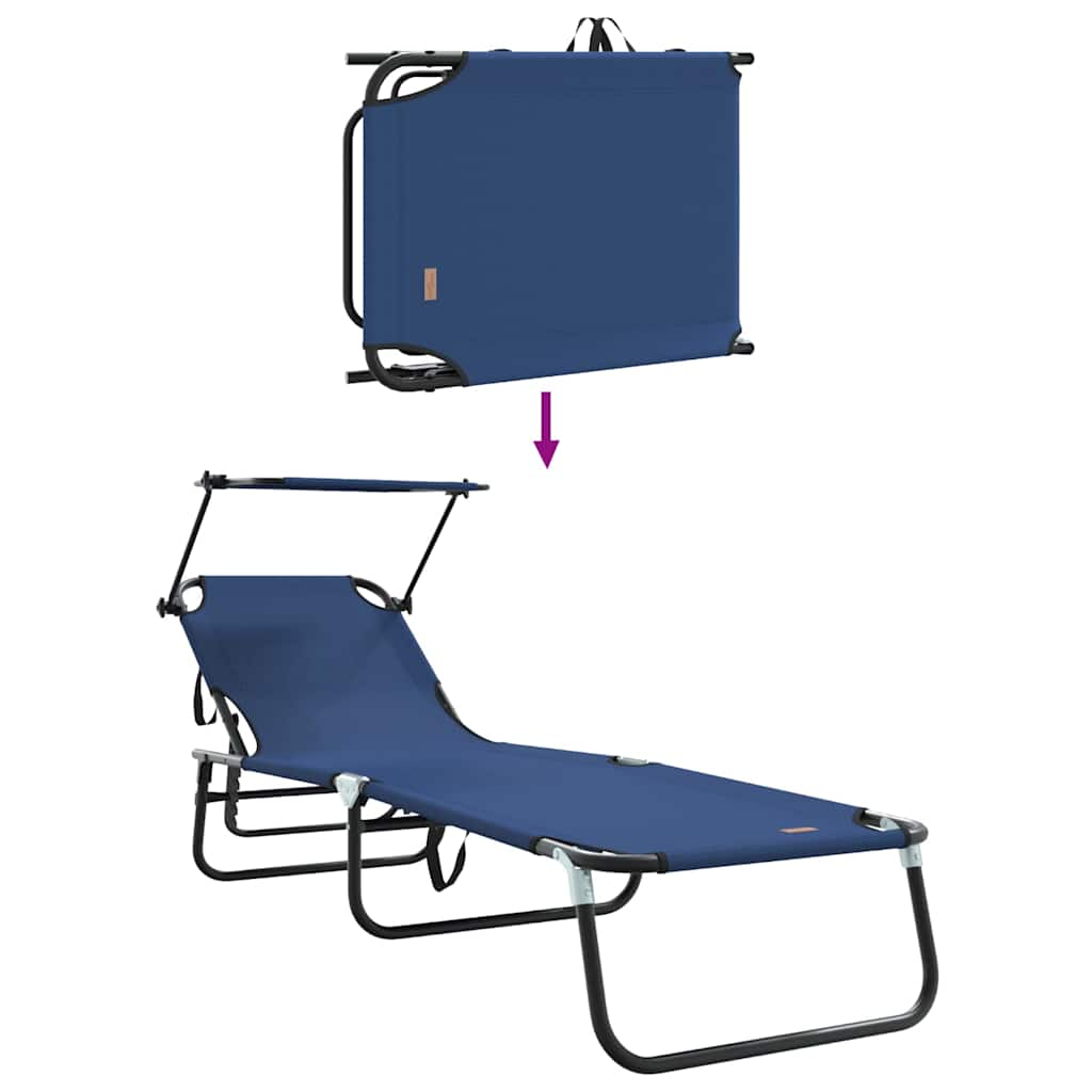 vidaXL Opvouwbare zonnebed Blauw 190 x 57 x 81 cm oxford
