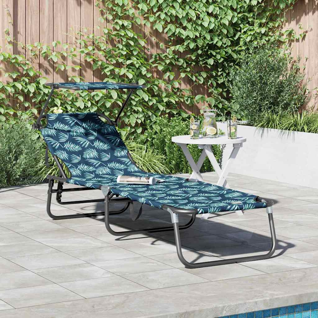 vidaXL Opvouwbare zonnebed Blauw 190 x 57 x 81 cm oxford
