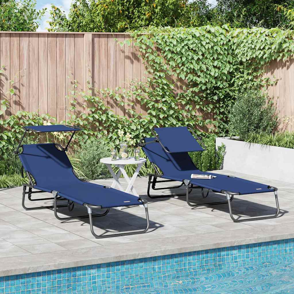 vidaXL Opvouwbare zonnebed Blauw 190 x 57 x 81 cm oxford