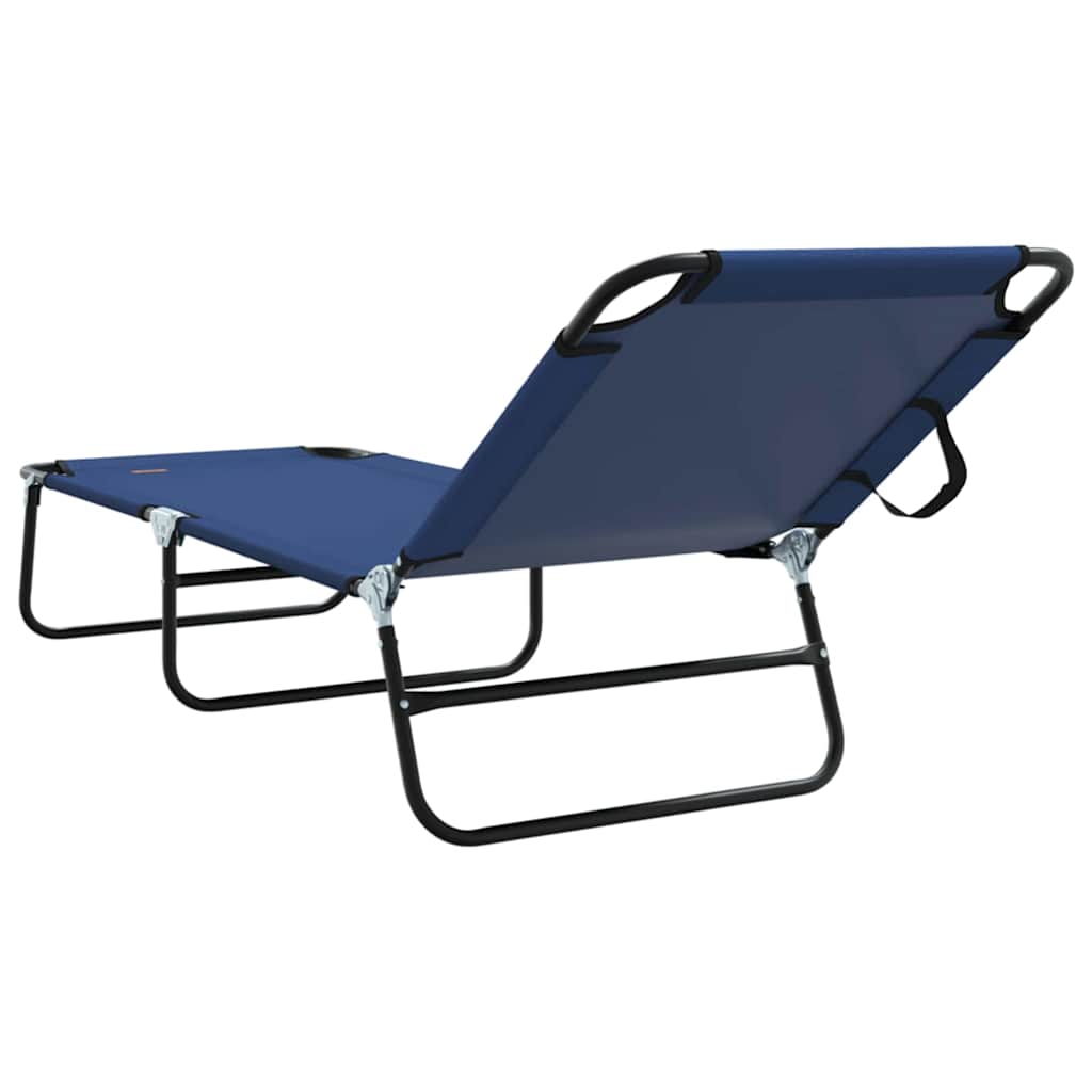 vidaXL Opvouwbare zonnebed Blauw 188 x 57 x 86,5 cm Polyester