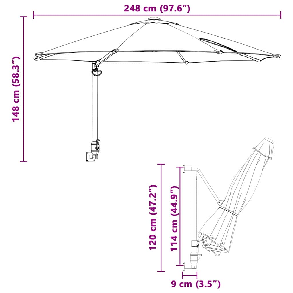 vidaXL Tuinparasol Zand 248 x 248 x 148 cm Polyester en Staal
