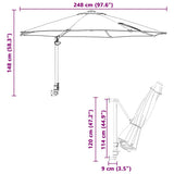 vidaXL Tuinparasol Zand 248 x 248 x 148 cm Polyester en Staal