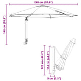 vidaXL Tuinparasol Zand 248 x 248 x 148 cm Polyester en Staal