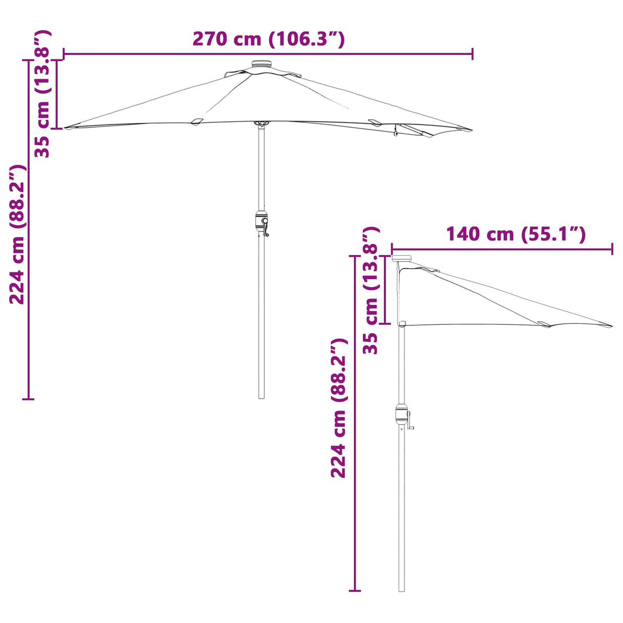 vidaXL Tuinparasol Zand 294 x 150 x 223 cm Polyester en Staal