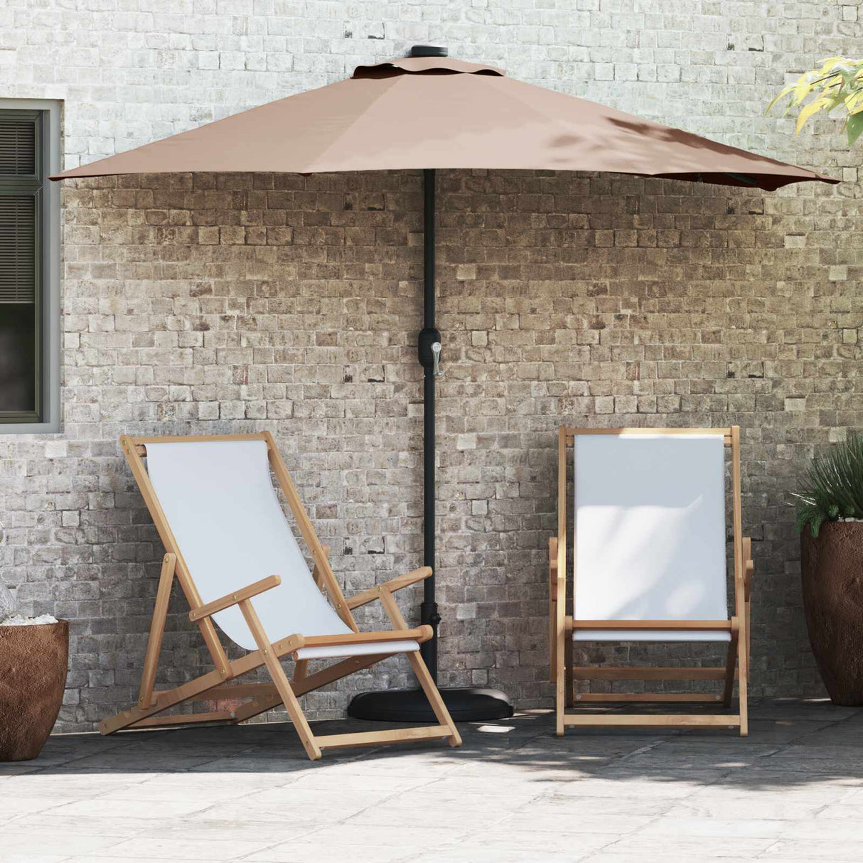 vidaXL Tuinparasol Zand 294 x 150 x 224 cm Polyester en Staal