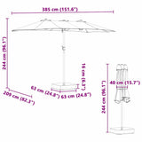 vidaXL Tuinparasol Zand 385 x 209 x 244 cm Polyester en Staal