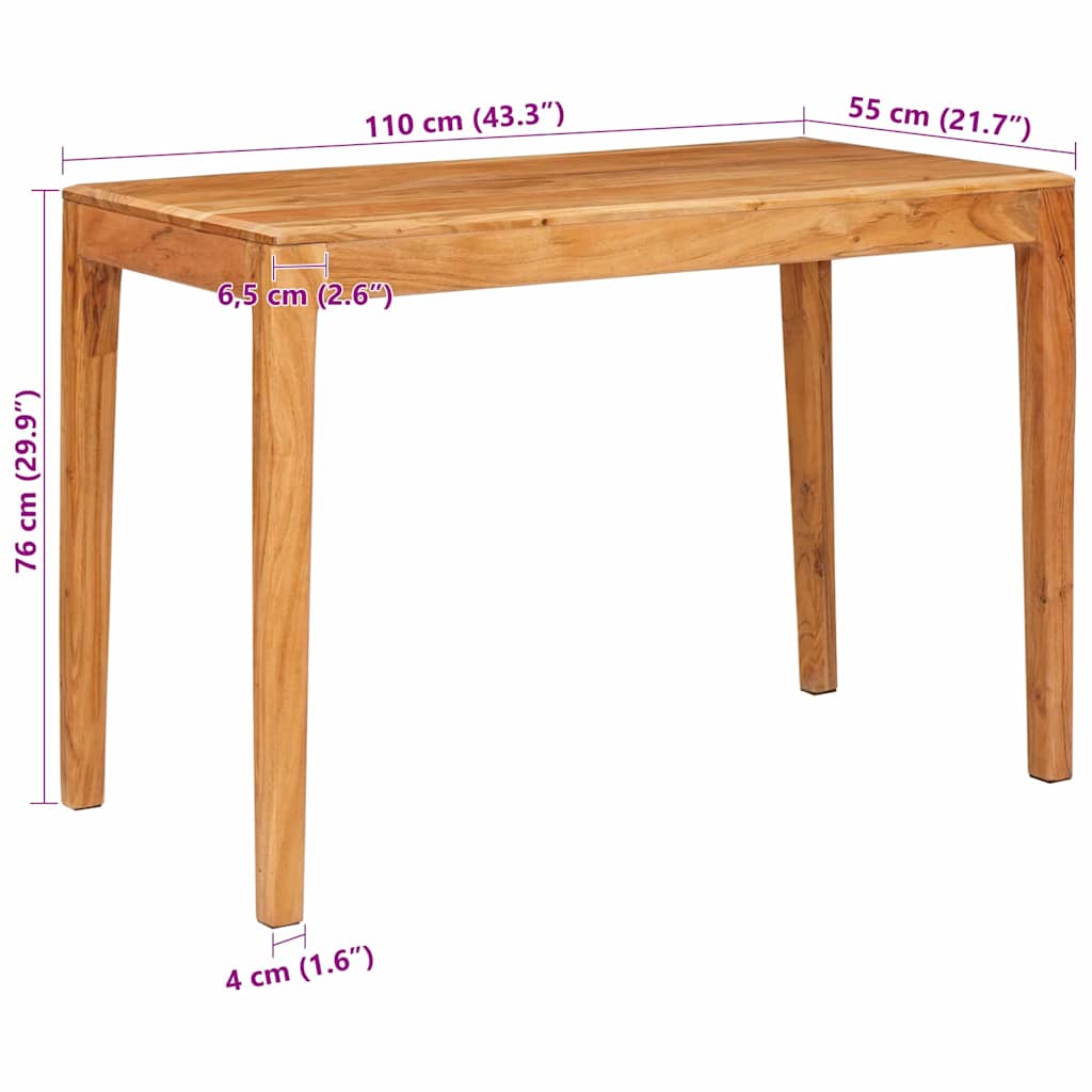 vidaXL Eettafel 118x60x76 cm massief hout