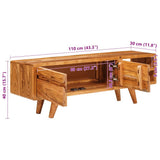 vidaXL TV Kast met plank Bruin 110 x 30 x 40 cm Massief Acacia Hout