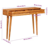 vidaXL Wandtafel met lade Bruin 110 x 30 x 80 cm Massief Acacia Hout