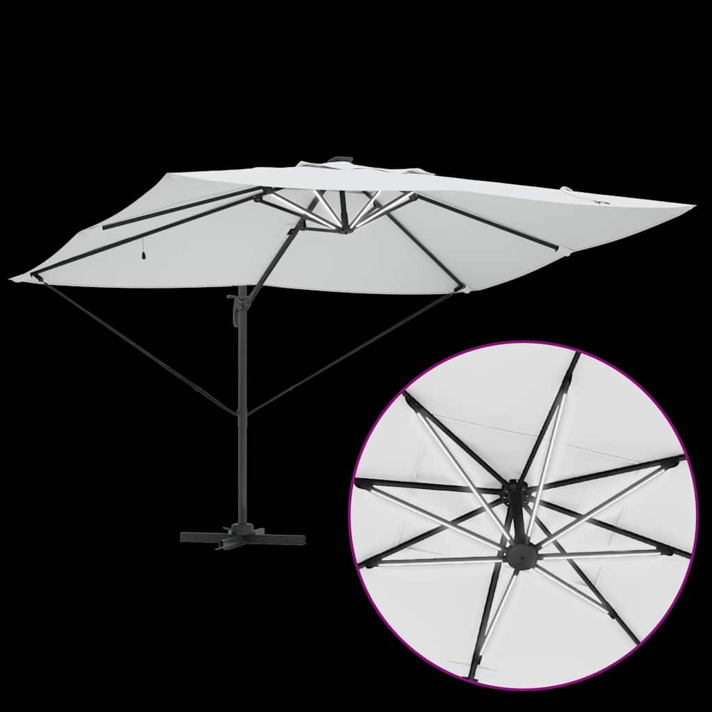 vidaXL Parasol met slot Zand 352 x 251 x 265 cm Polyester en Aluminium