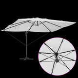 vidaXL Parasol met slot Zand 352 x 251 x 265 cm Polyester en Aluminium