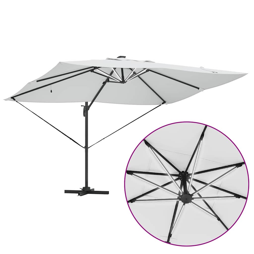 vidaXL Parasol met slot Zand 352 x 251 x 265 cm Polyester en Aluminium