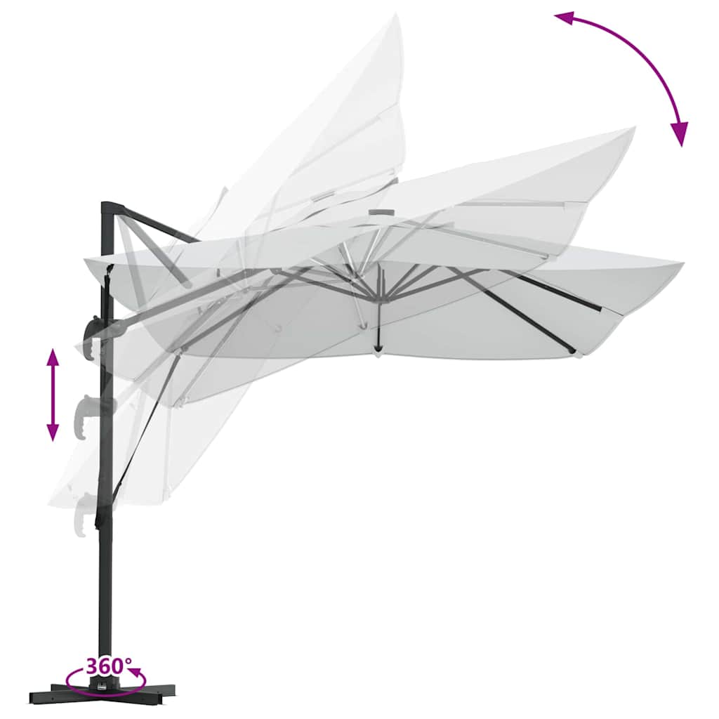 vidaXL Parasol met slot Zand 352 x 251 x 265 cm Polyester en Aluminium