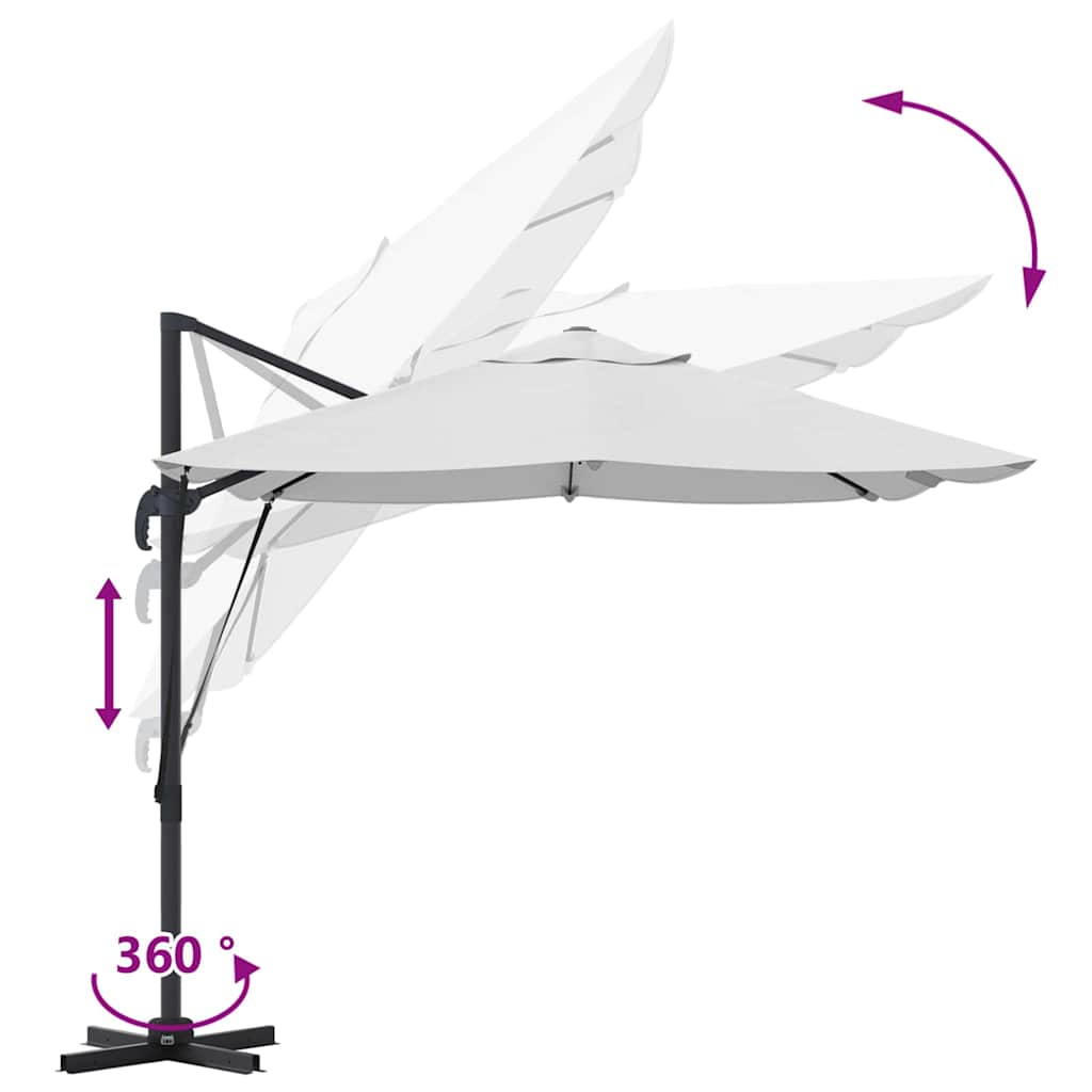 vidaXL Parasol Sand 351 x 250 x 260 cm Polyester and Aluminium