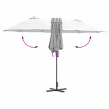 vidaXL Tuinparasol Zand 370 x 197 x 239 cm Polyester en Aluminium