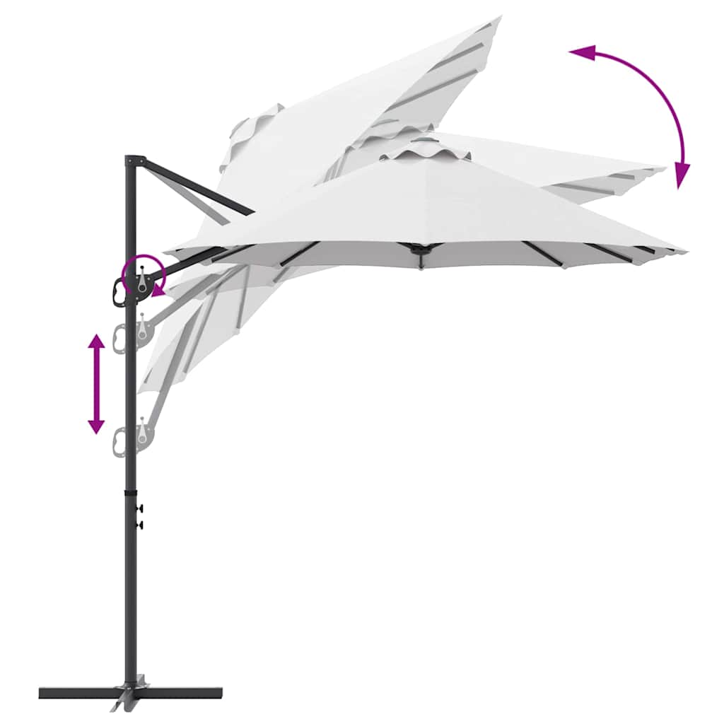 vidaXL Parasol Zand 372 x 198 x 243 cm Polyester en Aluminium