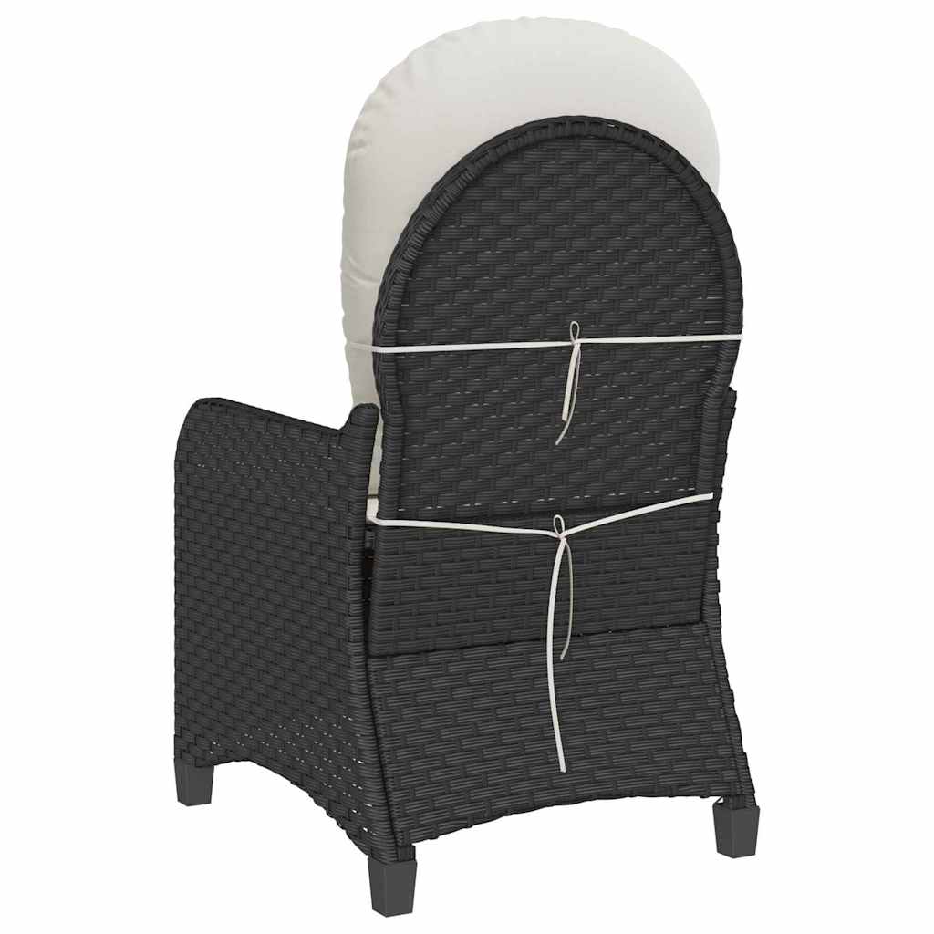 vidaXL Ligstoel met kussen Zwart 56 x 66 x 95 cm poly rattan