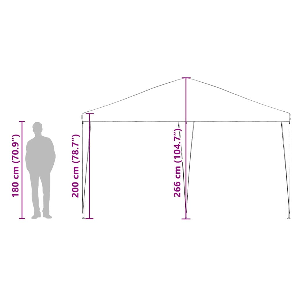 vidaXL Party Tent White 400 x 400 x 266 cm Polyethylene and Steel