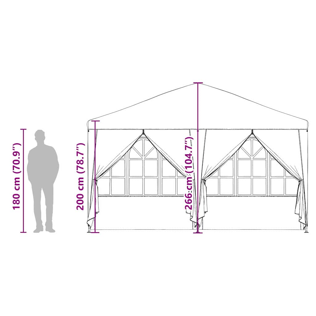 vidaXL Party Tent White 400 x 400 x 266 cm Polyethylene