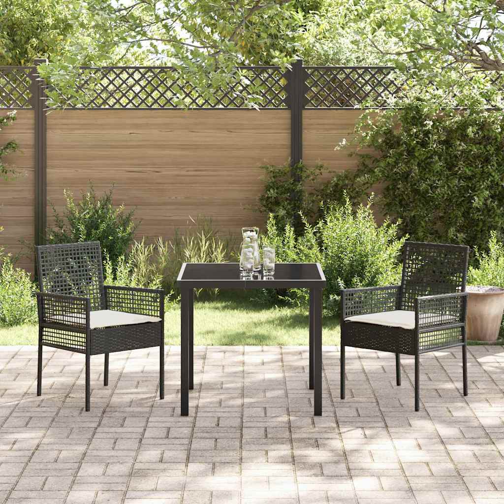 vidaXL Tuinstoel met kussen 2 pcs Zwart 55 x 53 x 85 cm poly rattan