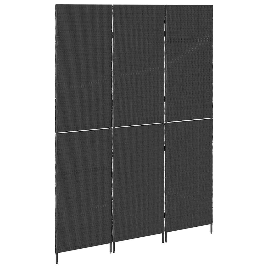 vidaXL Kamerverdeler Zwart 146 x 180 cm poly rattan
