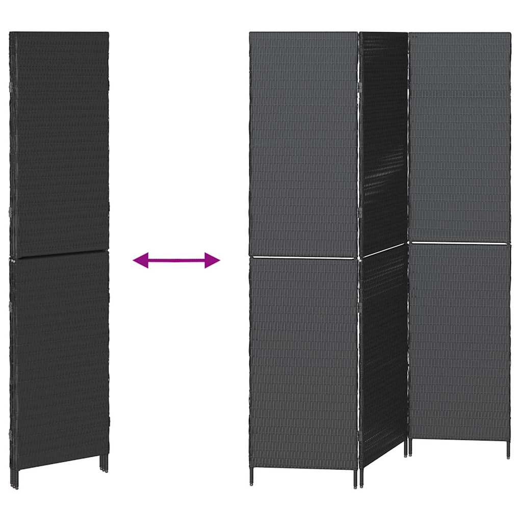 vidaXL Kamerverdeler Zwart 146 x 180 cm poly rattan
