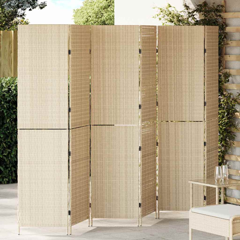 vidaXL Kamerverdeler Zwart 146 x 180 cm poly rattan