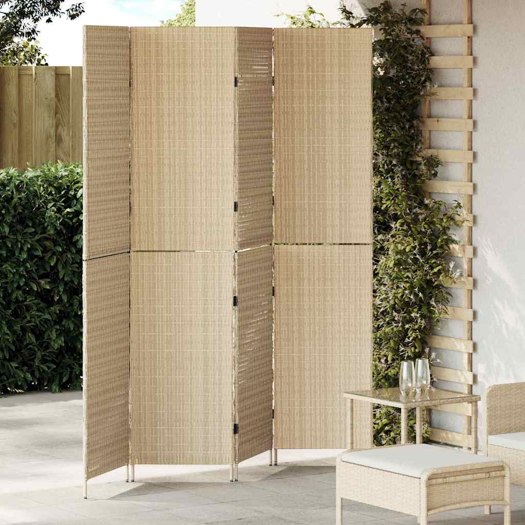 vidaXL Kamerverdeler Zwart 146 x 180 cm poly rattan