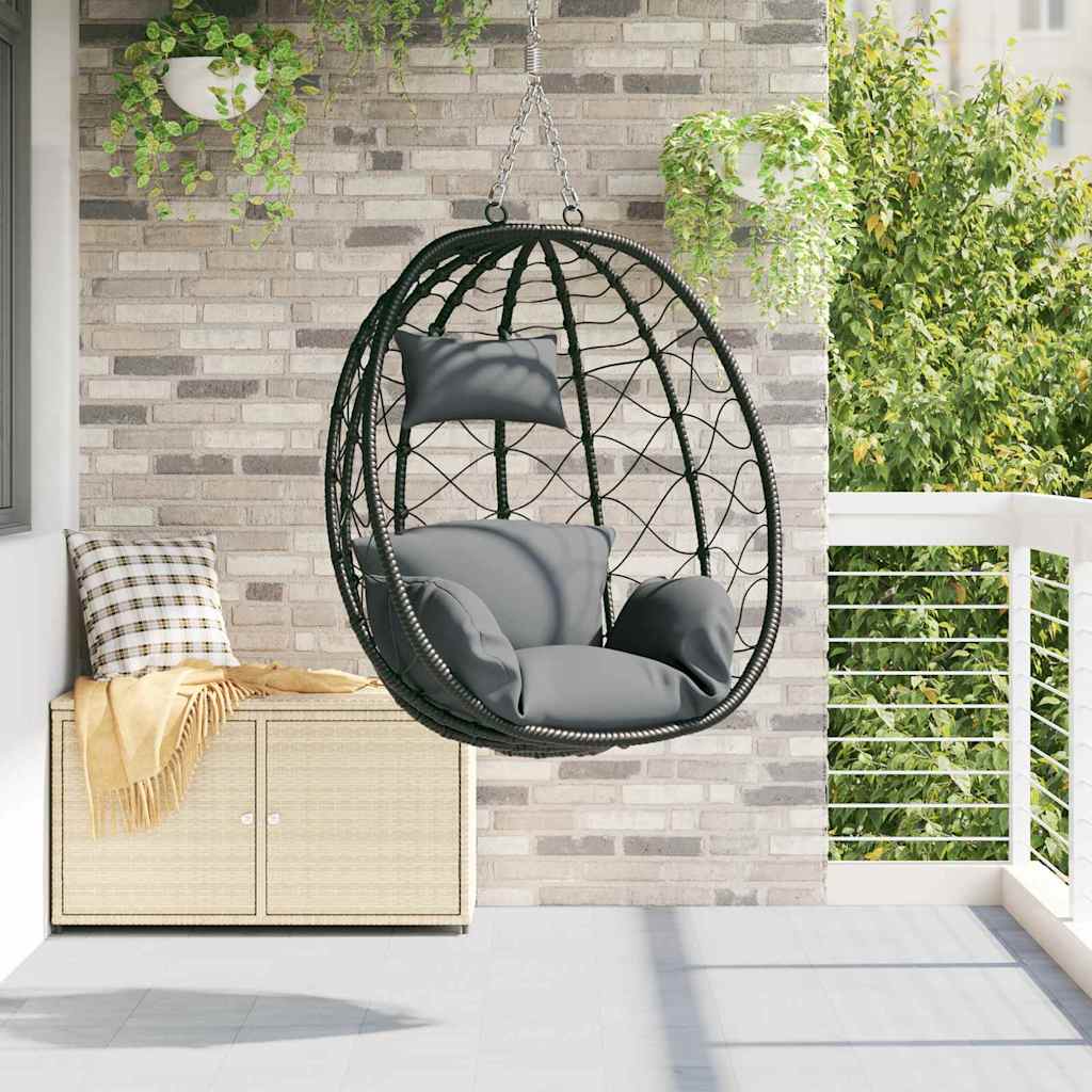 vidaXL Hangende ei-stoel Antraciet 91,5 x 54,5 x 107 cm poly rattan