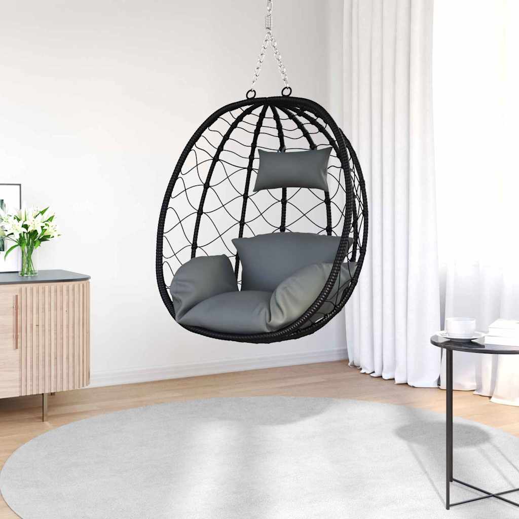 vidaXL Hangende ei-stoel Antraciet 91,5 x 54,5 x 107 cm poly rattan