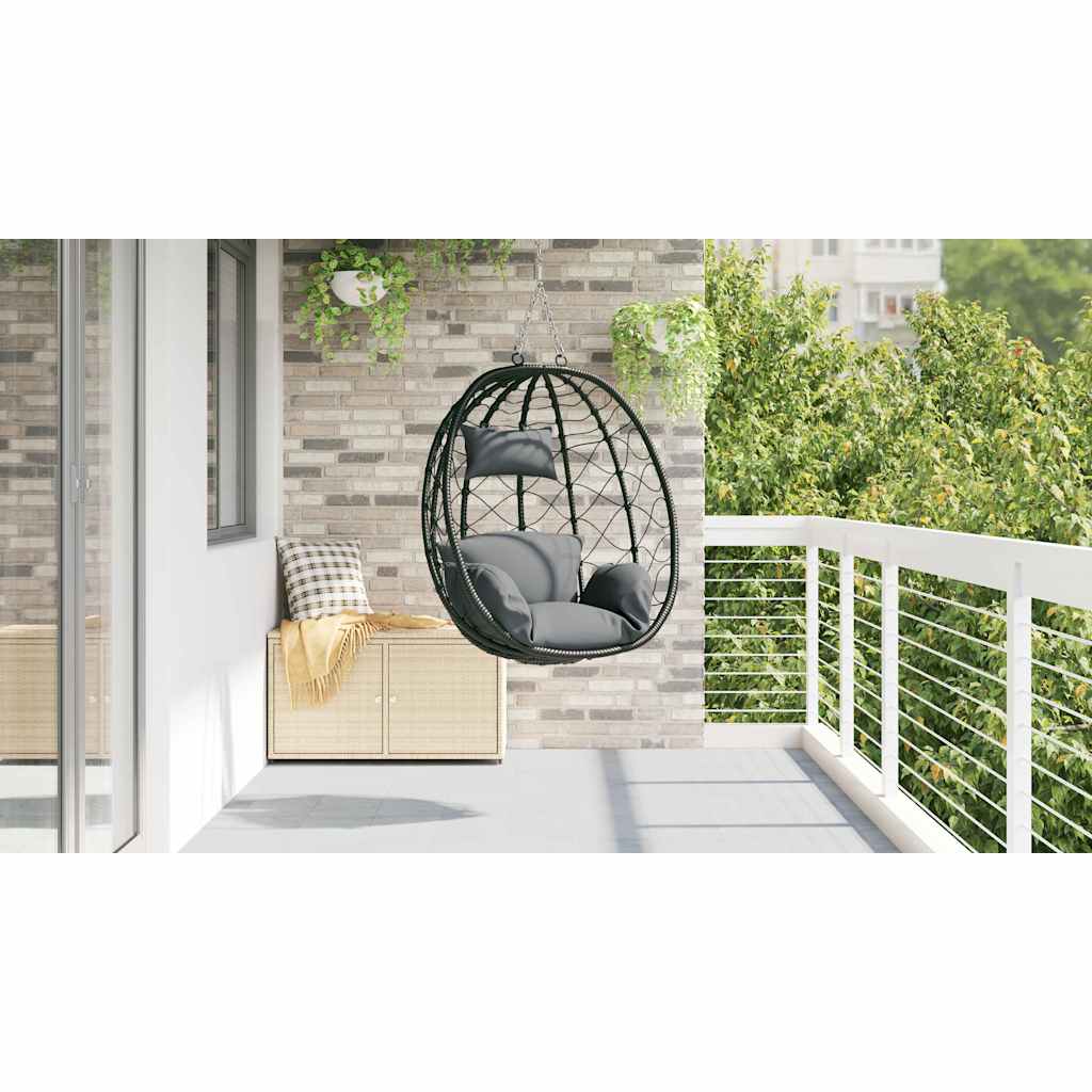 vidaXL Hangende ei-stoel Antraciet 91,5 x 54,5 x 107 cm poly rattan