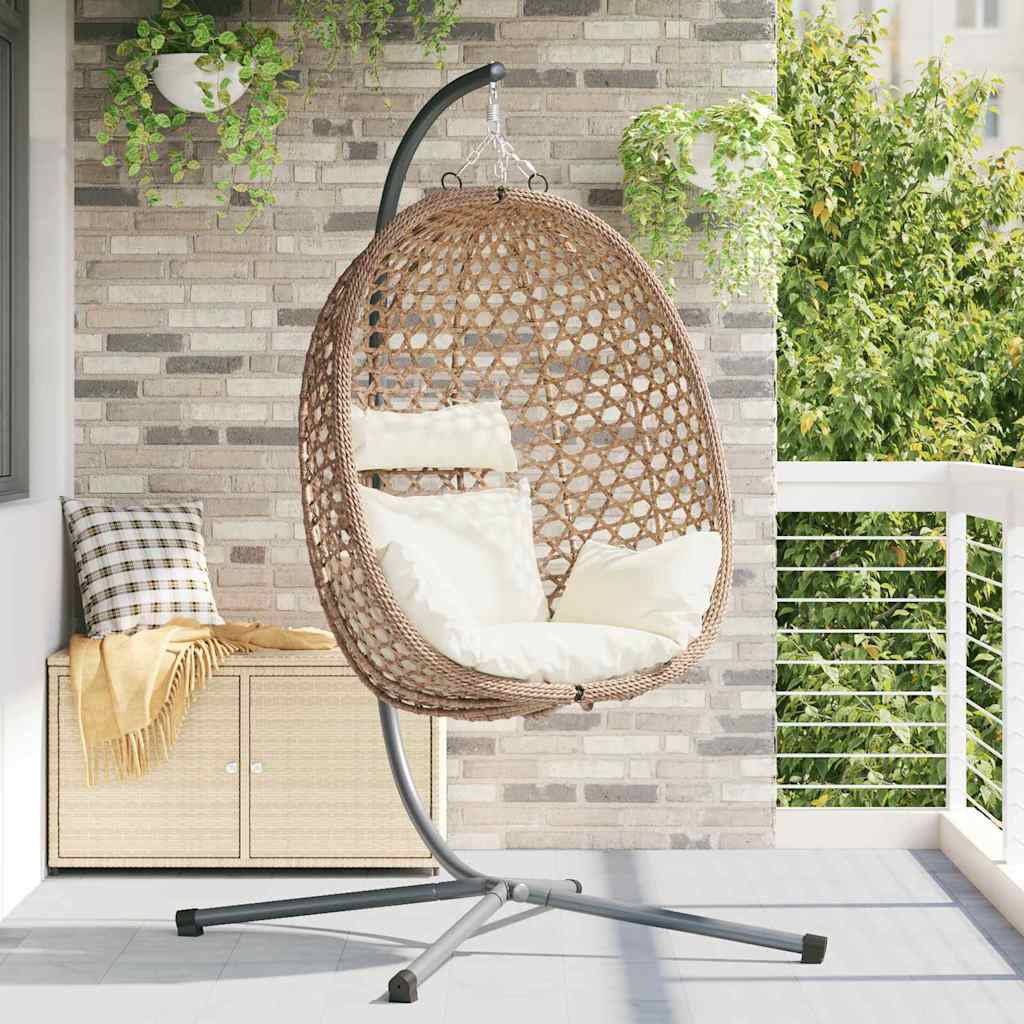 vidaXL Hangende ei-stoel Licht roomkleur 104 x 100 x 191 cm