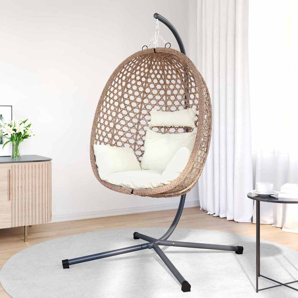 vidaXL Hangende ei-stoel Licht roomkleur 104 x 100 x 191 cm