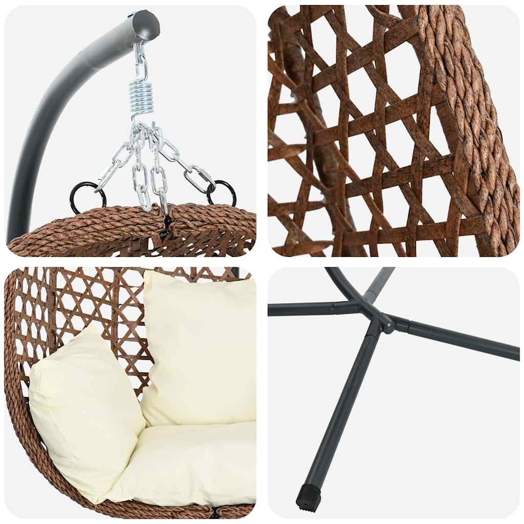 vidaXL Hangende ei-stoel Licht roomkleur 104 x 100 x 191 cm