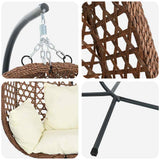 vidaXL Hangende ei-stoel Licht roomkleur 104 x 100 x 191 cm