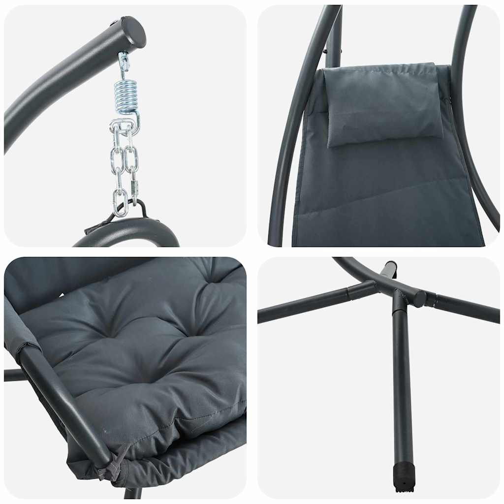 vidaXL Hangende ei-stoel Antraciet 94 x 107 x 196,5 cm Staal