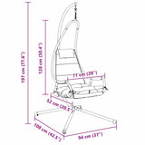 vidaXL Hangende ei-stoel Antraciet 94 x 107 x 196,5 cm Staal