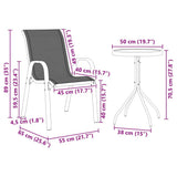 vidaXL Tuin Bistro Set 3 pcs Zwart Staal