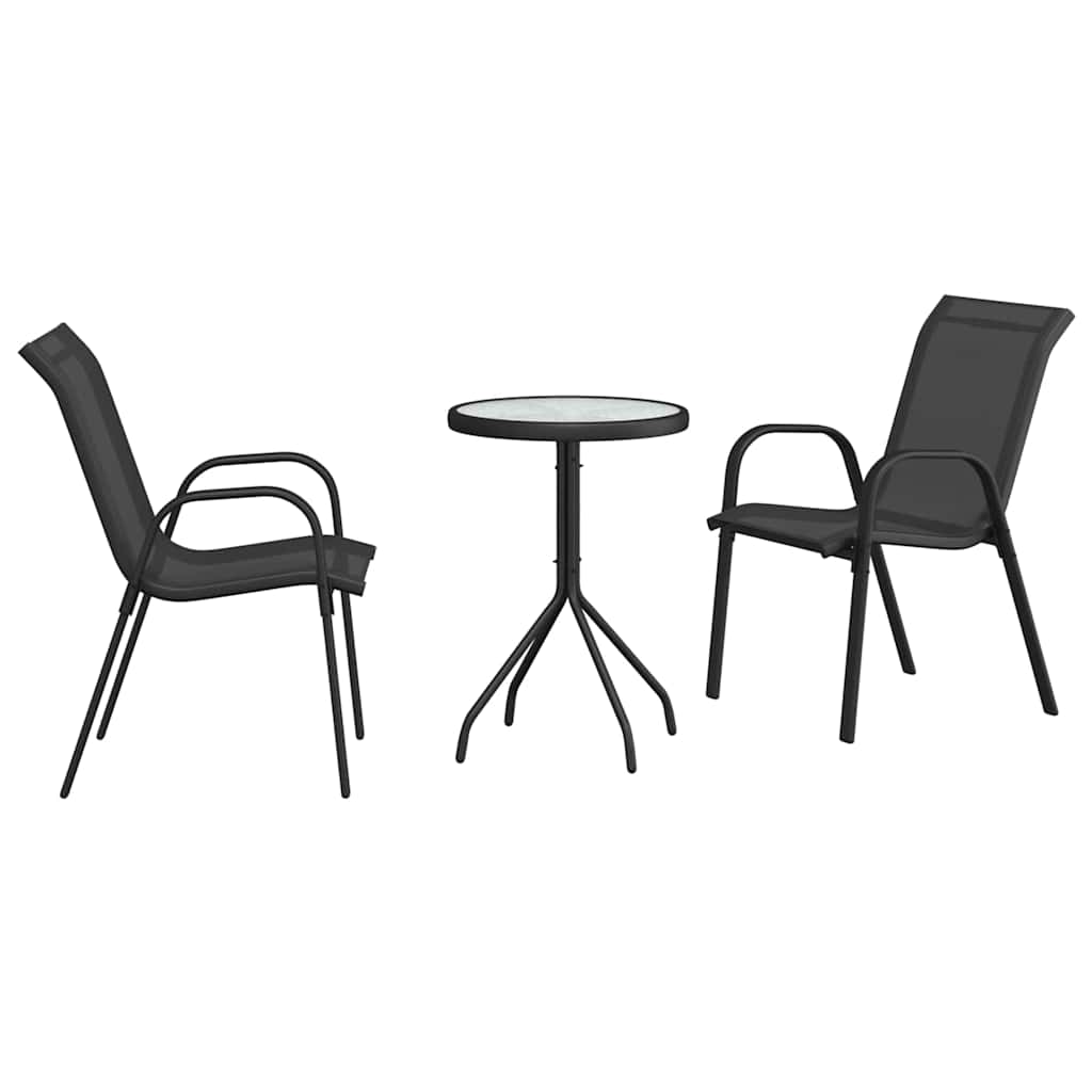 vidaXL Tuin Bistro Set 3 pcs Zwart Staal