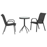 vidaXL Tuin Bistro Set 3 pcs Zwart Staal