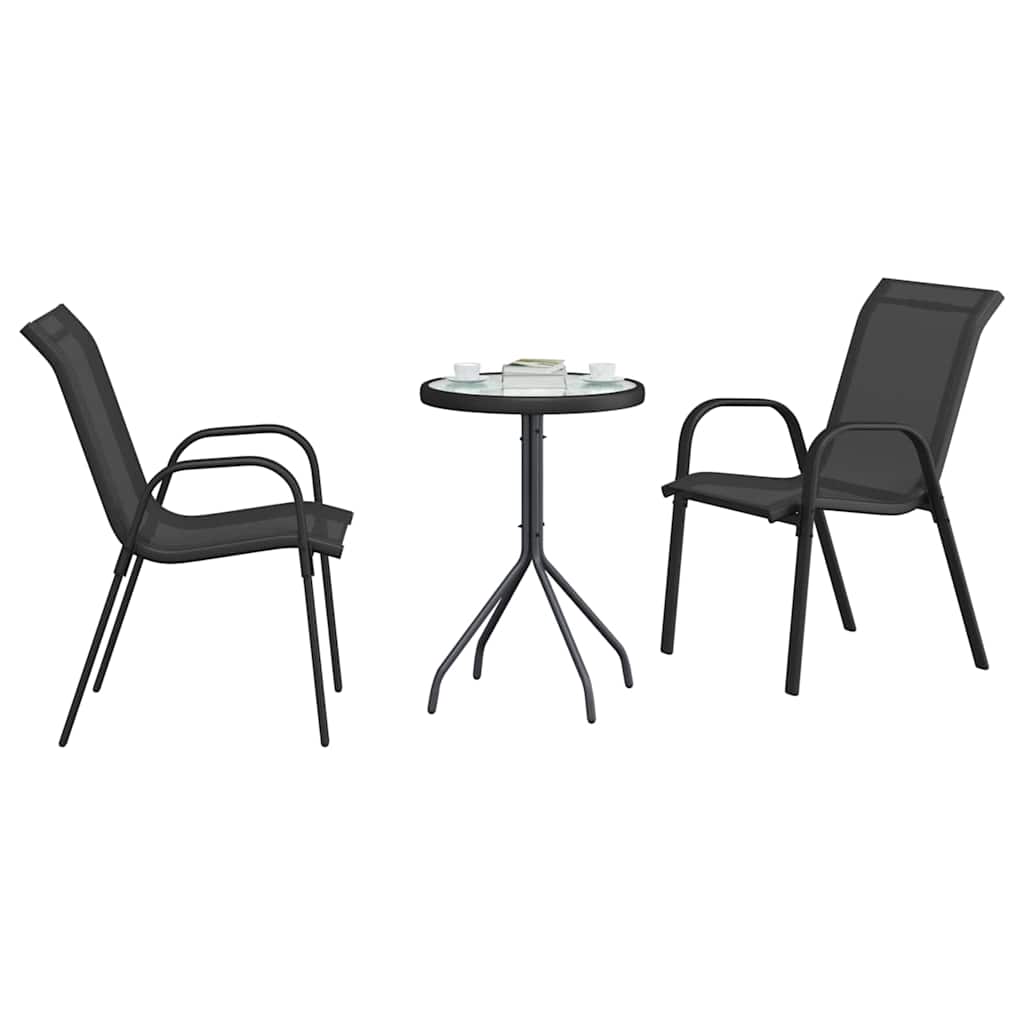 vidaXL Tuin Bistro Set 3 pcs Zwart Staal