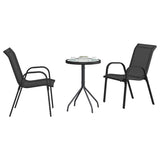 vidaXL Tuin Bistro Set 3 pcs Zwart Staal
