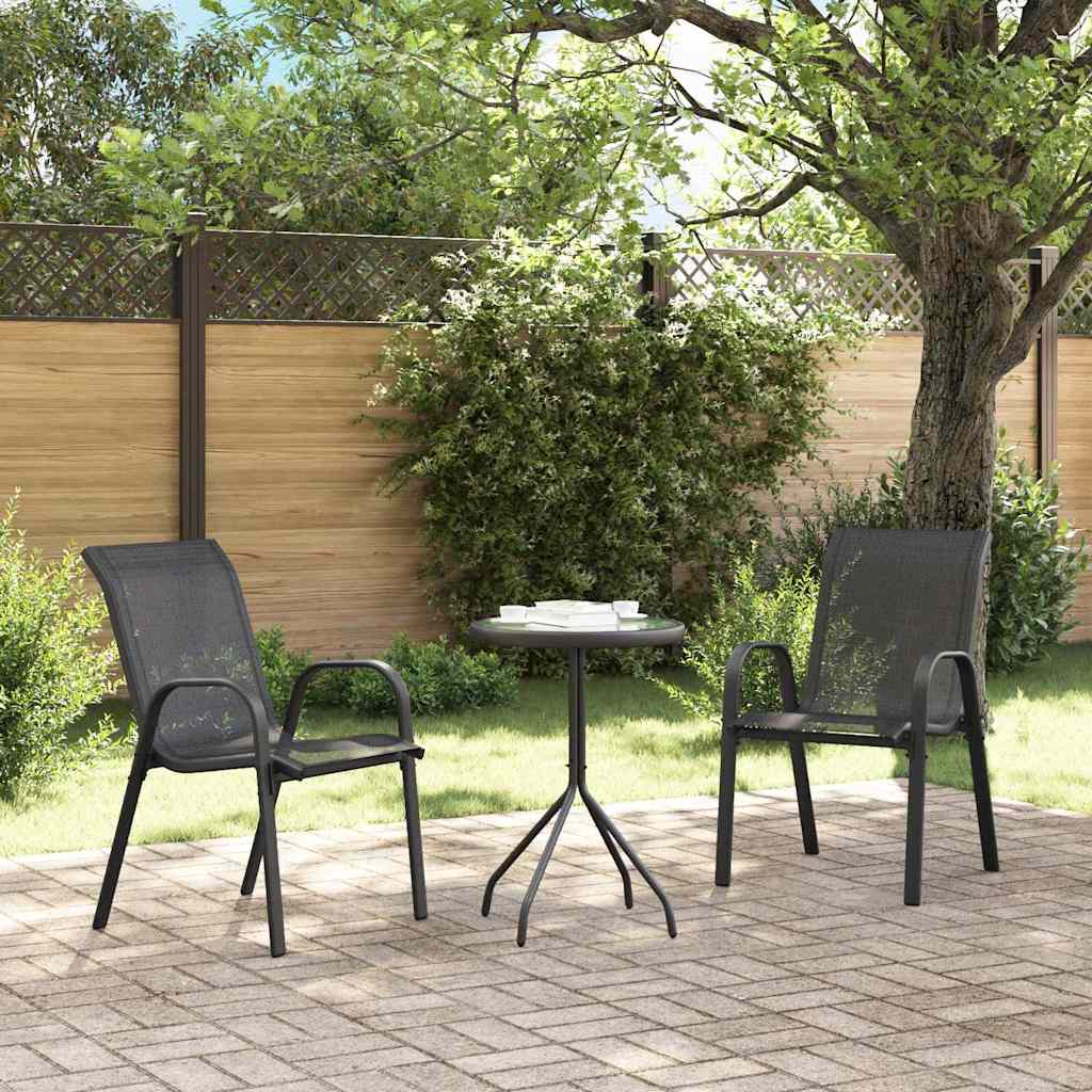 vidaXL Tuin Bistro Set 3 pcs Zwart Staal