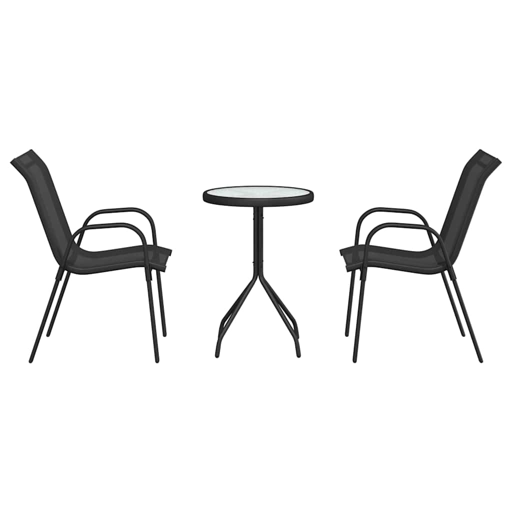 vidaXL Tuin Bistro Set 3 pcs Zwart Staal