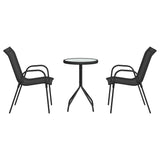 vidaXL Tuin Bistro Set 3 pcs Zwart Staal