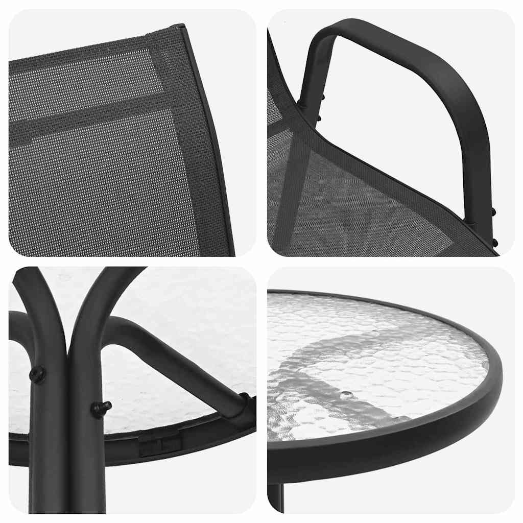 vidaXL Tuin Bistro Set 3 pcs Zwart Staal