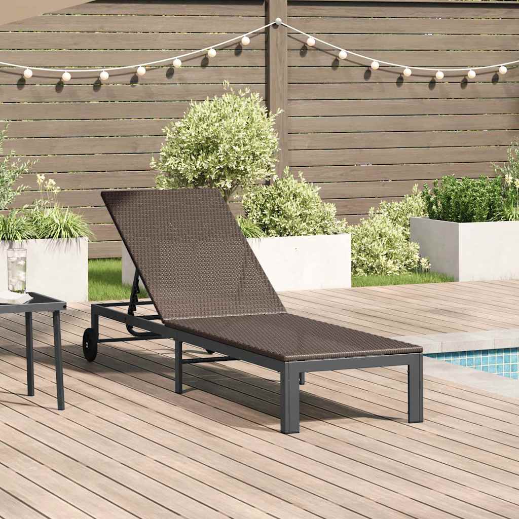 vidaXL Ligstoel 1-persoon Bruin 206 x 62,5 x 74 cm poly rattan