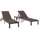 vidaXL Ligstoel 2-persoon 3 pcs Bruin poly rattan